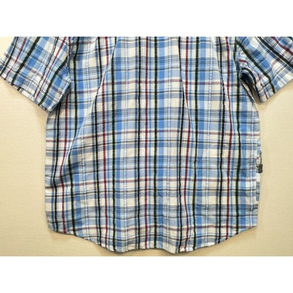 Vintage Gramicci Mens Short-Sleeve Button-Up Shirt Size XL Blue Plaid Casual - Picture 11 of 11